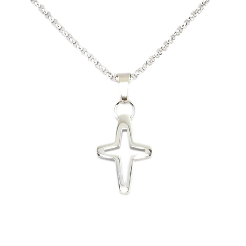 Подвеска на цепочке Xuping ТТМ Stainless Steel цвет Родий Крестик длина 46-51см х 2мм фото №1