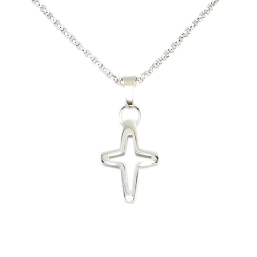 Подвеска на цепочке Xuping ТТМ Stainless Steel цвет Родий Крестик длина 46-51см х 2мм фото №1