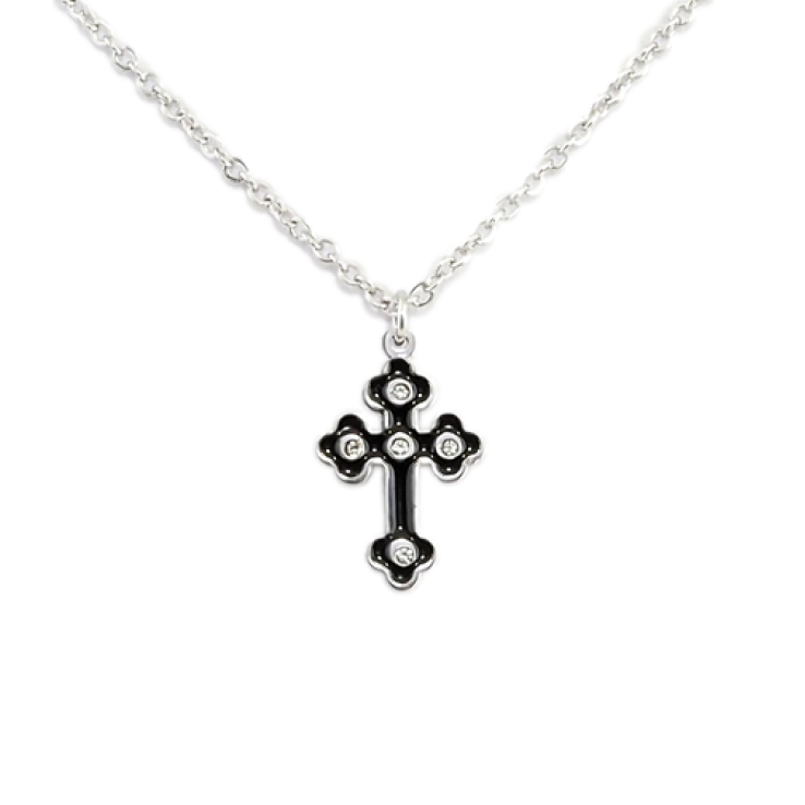 Підвіска на ланцюжку Xuping ТТМ Stainless Steel колір Родій Хрестик, чорна емаль довжина 46-51см х 1мм фото №22