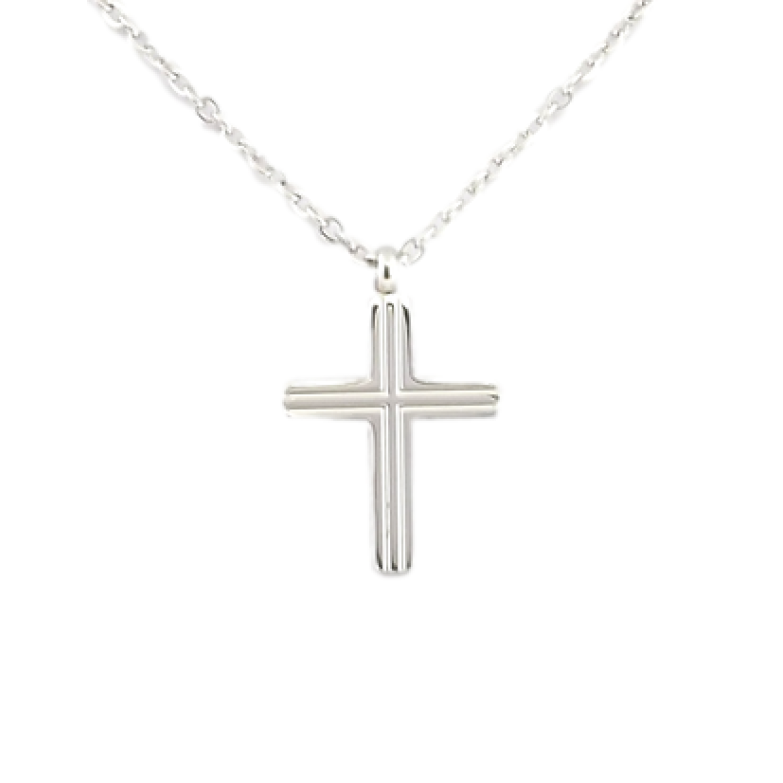 Подвеска на цепочке Xuping ТТМ Stainless Steel цвет Родий Крестик длина 46-51см х 1мм фото №1