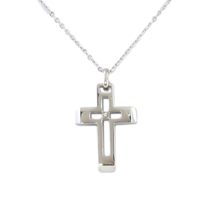 Підвіска на ланцюжку Xuping ТТМ Stainless Steel колір Родій Хрестики довжина 40-45см х 1-2мм фото №18