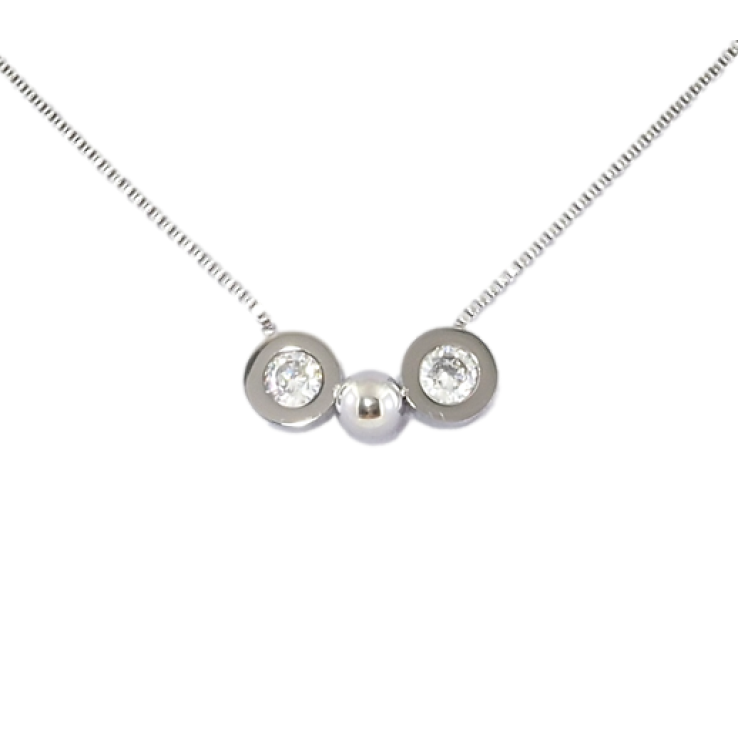 Підвіска на ланцюжку Xuping ТТМ Stainless Steel колір Родій Намистина з кристалами довжина 43-48см х 1мм фото №19