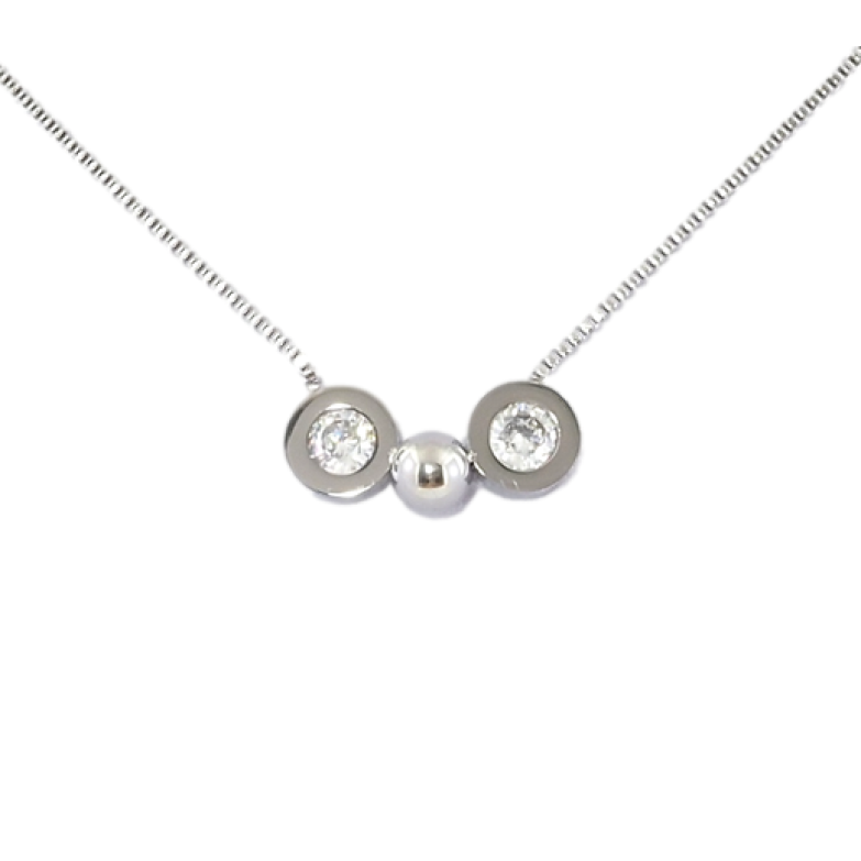 Подвеска на цепочке Xuping ТТМ Stainless Steel цвет Родий Бусина с кристаллами длина 43-48см х 1мм фото №1