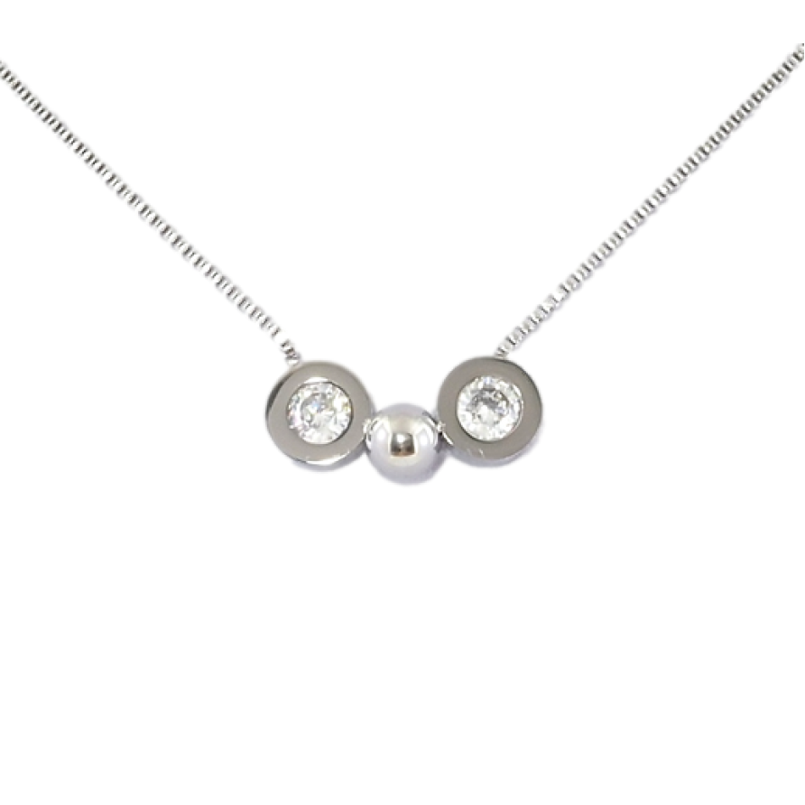 Подвеска на цепочке Xuping ТТМ Stainless Steel цвет Родий Бусина с кристаллами длина 43-48см х 1мм фото №1