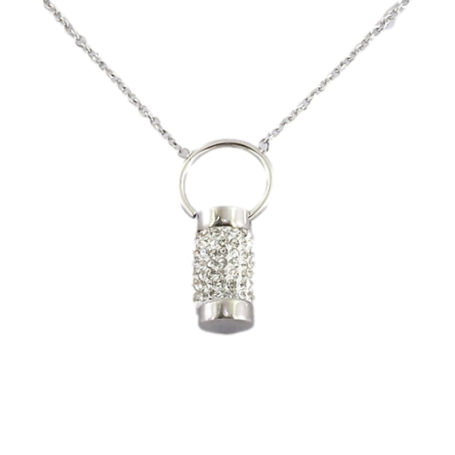 Подвеска на цепочке Xuping ТТМ Stainless Steel цвет Родий Цилиндр с цирконием длина 47-51см х 1мм фото №1