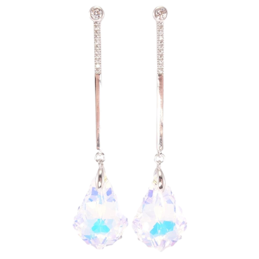 Сережки Xuping колір Родій з кристалами Swarovski пусети "Підвіски з кристалом Shimmer в ограновуванні Baroque" фото №1