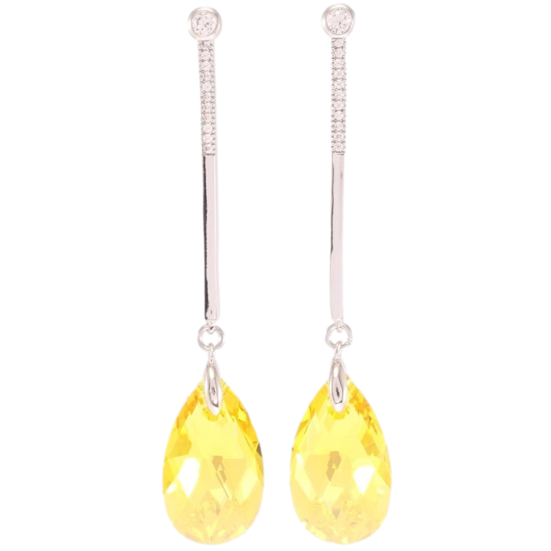 Сережки Xuping колір Родій з кристалами Swarovski пусети "Підвіски з кристалами Sunflower" фото №1