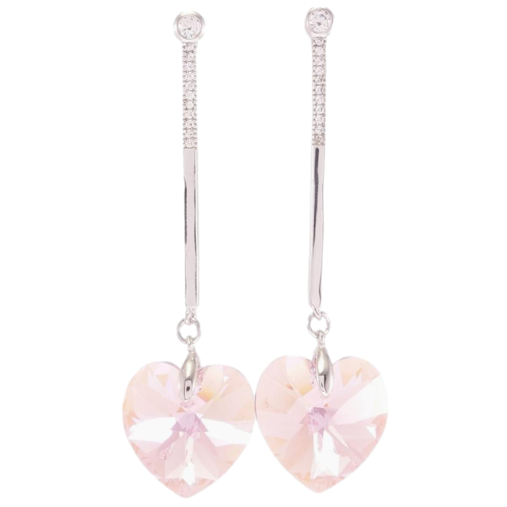 Сережки Xuping колір Родій з кристалами Swarovski пусети "Підвіски кристальні серця Light Rose" фото №23