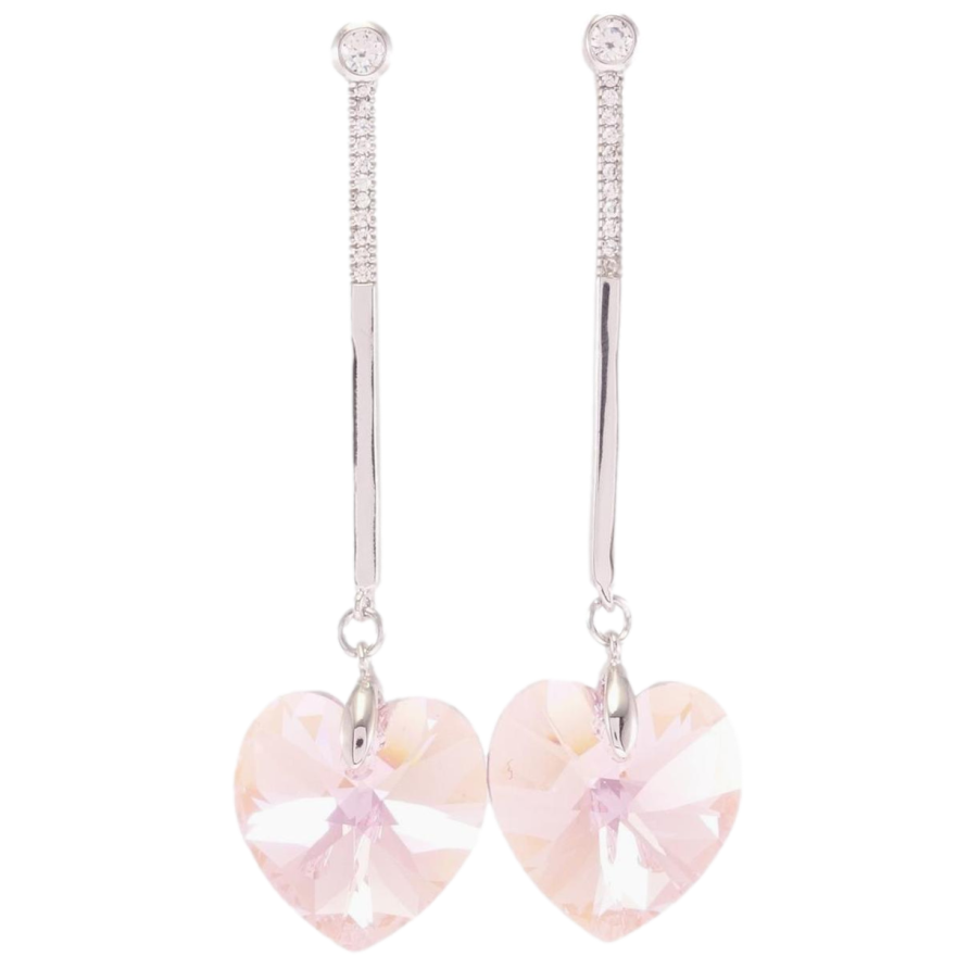 Сережки Xuping колір Родій з кристалами Swarovski пусети "Підвіски кристальні серця Light Rose" фото №1