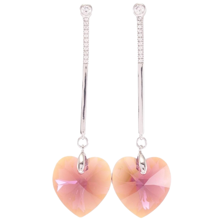 Сережки Xuping колір Родій з кристалами Swarovski пусети Підвіски кристалічні серця Burgundy фото №15