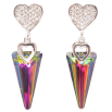 Серьги Xuping цвет Родий с кристаллами Swarovski пусеты "Сердечки с кристаллами Vitrail Medium" фото №2