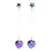 Серьги Xuping цвет Родий с кристаллами Swarovski пусеты "Синие звездочки с подвесками сердечки Heliotrope" фото №2