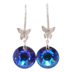 Сережки Xuping колір Родій з кристалами Swarovski пусети "Кристальні дуги з метеликами та підвісками Bermuda Blue" фото №2
