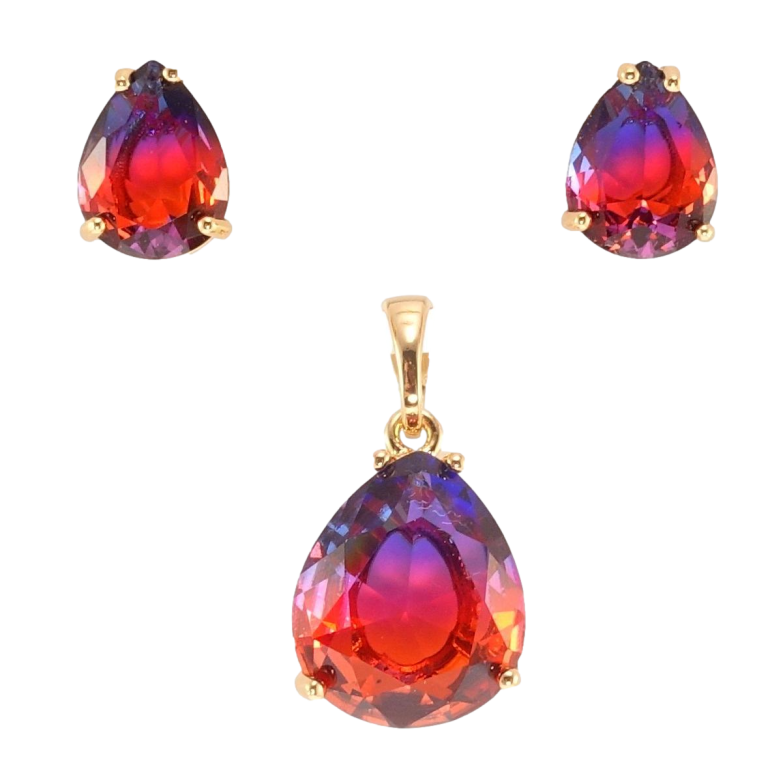 Набір Xuping Позолота 18K Сережки Кулон «Двоколірні фіаніти» фото №1