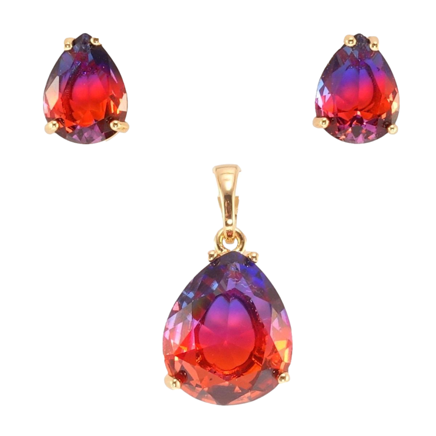 Набор Xuping Позолота 18K Серьги Кулон Двухцветные фианиты фото №1