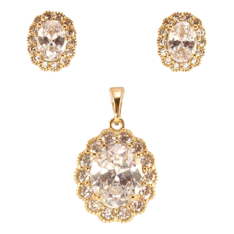Набір Xuping Позолота 18K Сережки Кулон Кристал у декоративному обрамленні цирконію фото №1