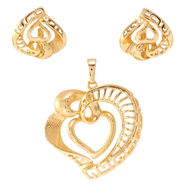 Набір Xuping Позолота 18K Сережки Кулон Декоративні серця фото №10