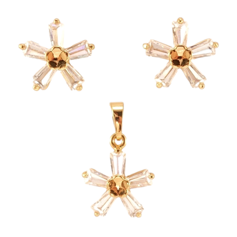 Набор Xuping Позолота 18K Серьги Кулон Кристальные цветочки фото №1