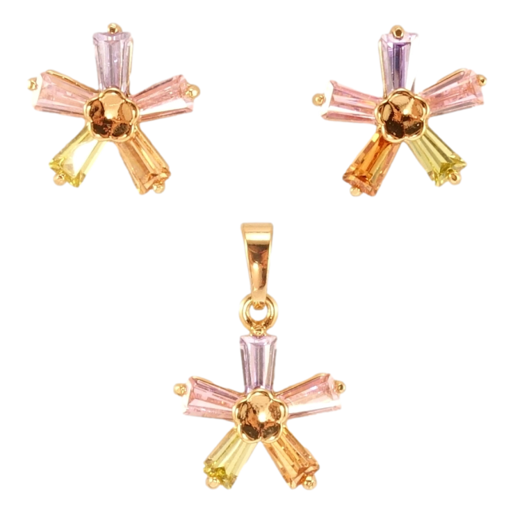 Набор Xuping Позолота 18K Серьги Кулон Разноцветные кристальные цветочки фото №23