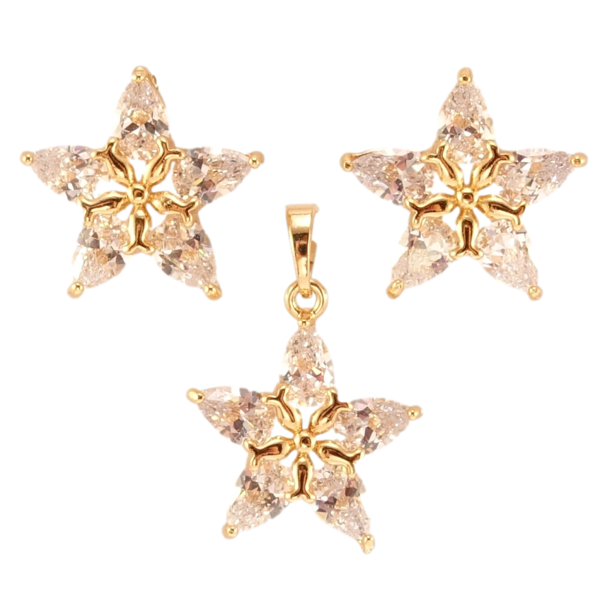 Набір Xuping Позолота 18K Сережки Кулон Кристальні зірочки фото №1