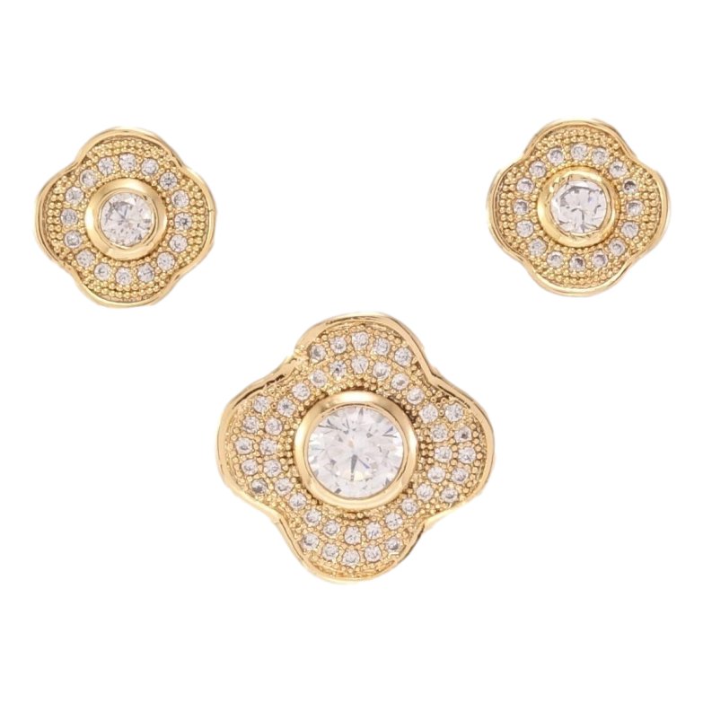 Набор Xuping Позолота 18K Серьги Кулон Цветочки с цирконием фото №1