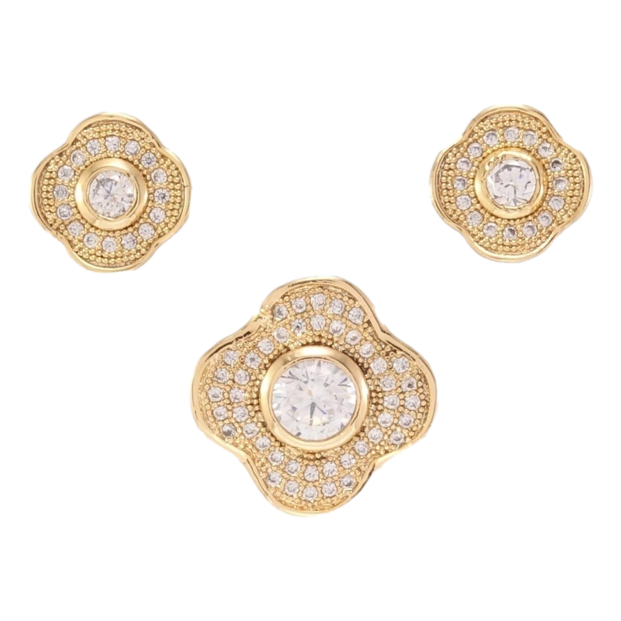 Набір Xuping Позолота 18K Сережки Кулон Квіточки з цирконієм фото №1