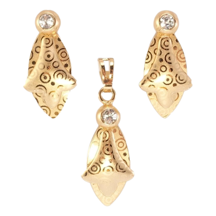 Набор Xuping Позолота 18K Серьги Кулон Декоративные лепестки с орнаментом напылением фото №1