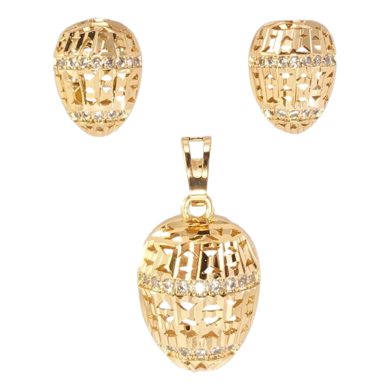 Набір Xuping Позолота 18K Сережки Кулон Декоративний різьблений орнамент із доріжками цирконію фото №9