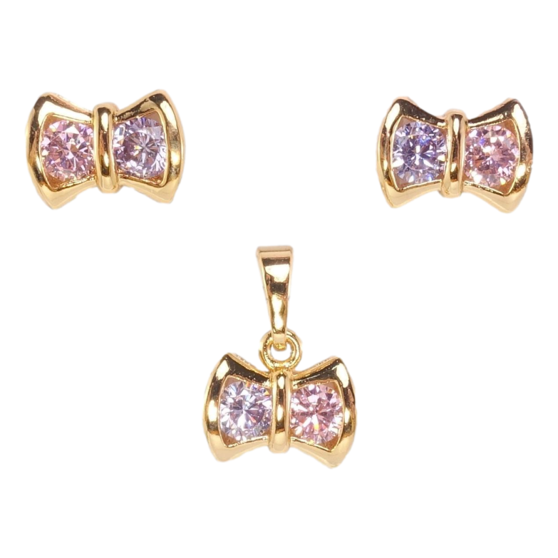 Набір Xuping Позолота 18K Сережки Кулон Бантики з кольоровим цирконієм фото №1