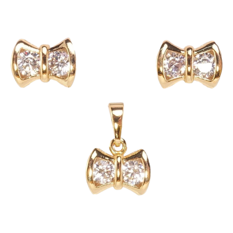 Набір Xuping Позолота 18K Сережки Кулон Бантики з цирконієм фото №3