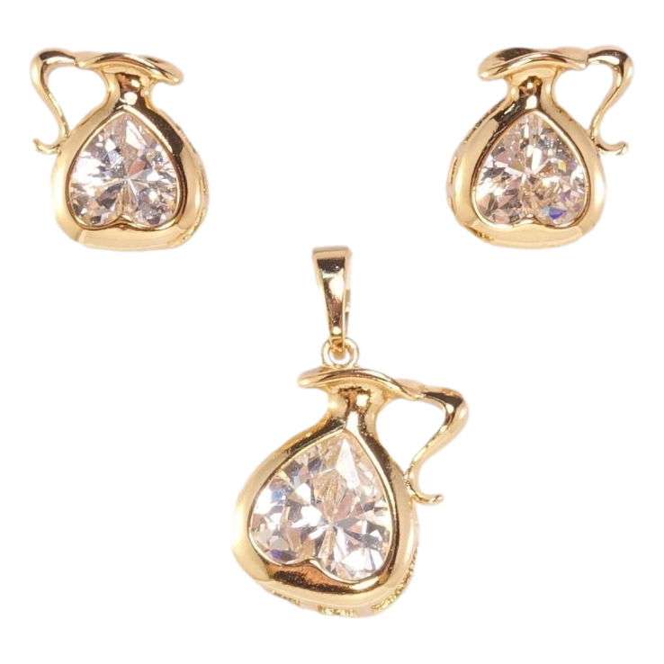 Набор Xuping Позолота 18K Серьги Кулон Кувшины с цирконием фото №24