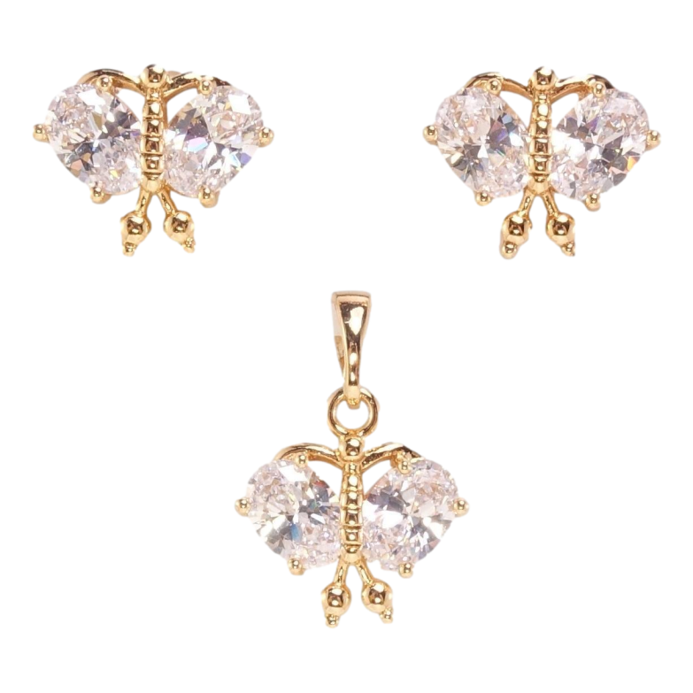 Набір Xuping Позолота 18K Сережки Кулон Метелики з кристалами фото №1