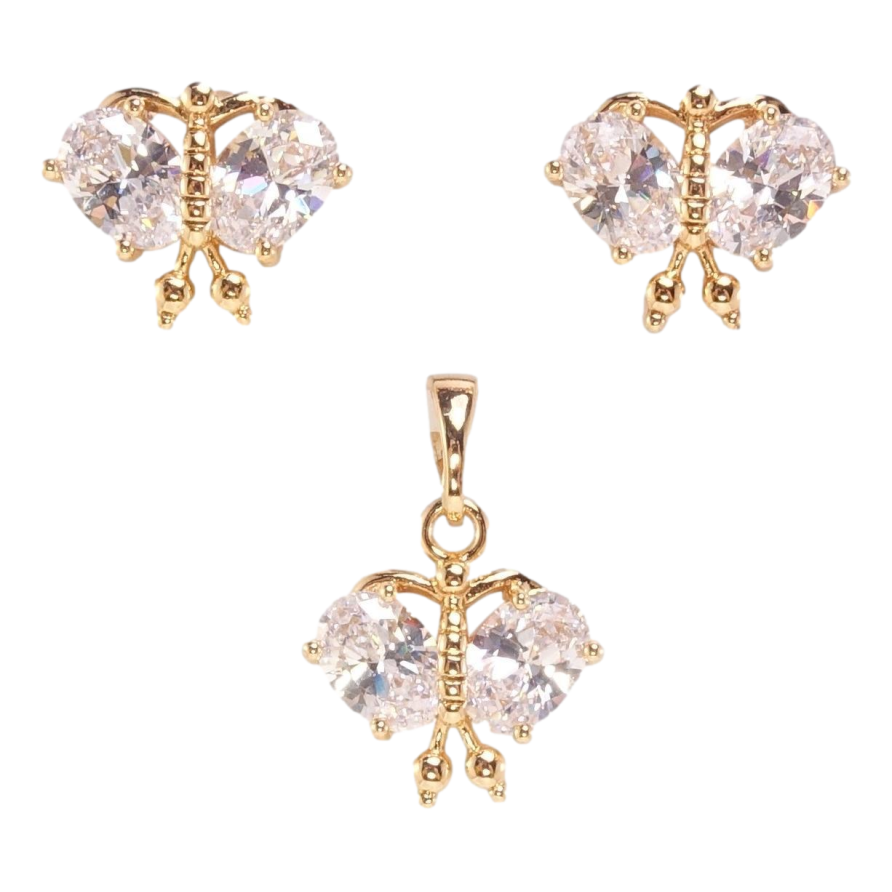 Набір Xuping Позолота 18K Сережки Кулон Метелики з кристалами фото №1