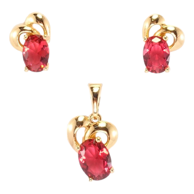 Набір Xuping Позолота 18K Сережки Кулон Сердечки з червоним кристалом фото №20