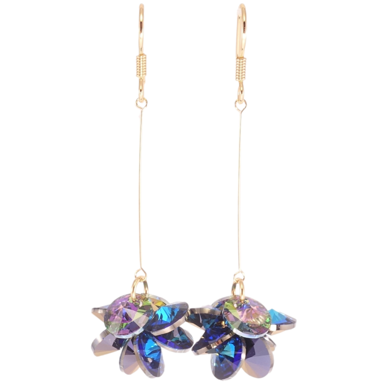 Сережки Xuping колір 18K з кристалами Swarovski французький замок Грони кристалів Capri Blue та Paradise Shine фото №20