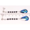 Сережки Xuping колір Родій з кристалами Swarovski пусети Чорні намистини з кристалами Bermuda Blue фото №2