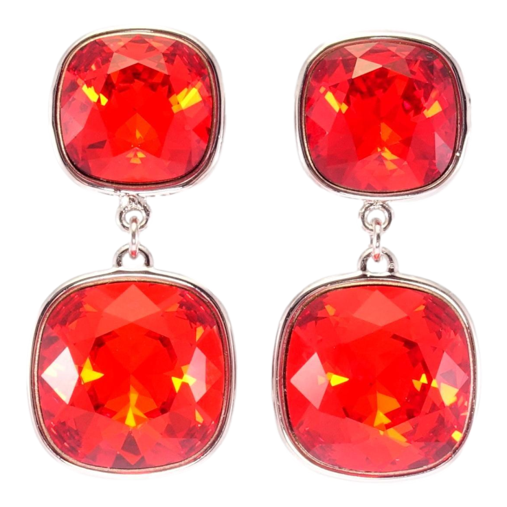 Сережки Xuping колір Родій з кристалами Swarovski пусети Кристали ограновування подушечка Light Siam фото №22