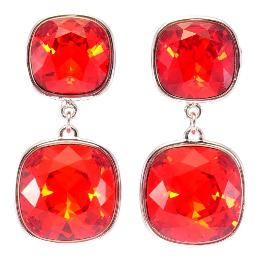 Сережки Xuping колір Родій з кристалами Swarovski пусети Кристали ограновування подушечка Light Siam фото №1