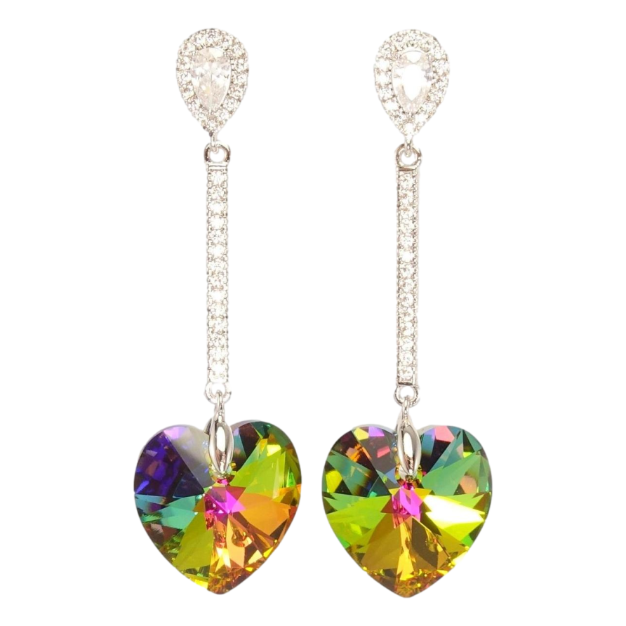 Сережки Xuping колір Родій з кристалами Swarovski пусети «Підвіски з доріжкою кристалом Vitrail Medium» фото №1