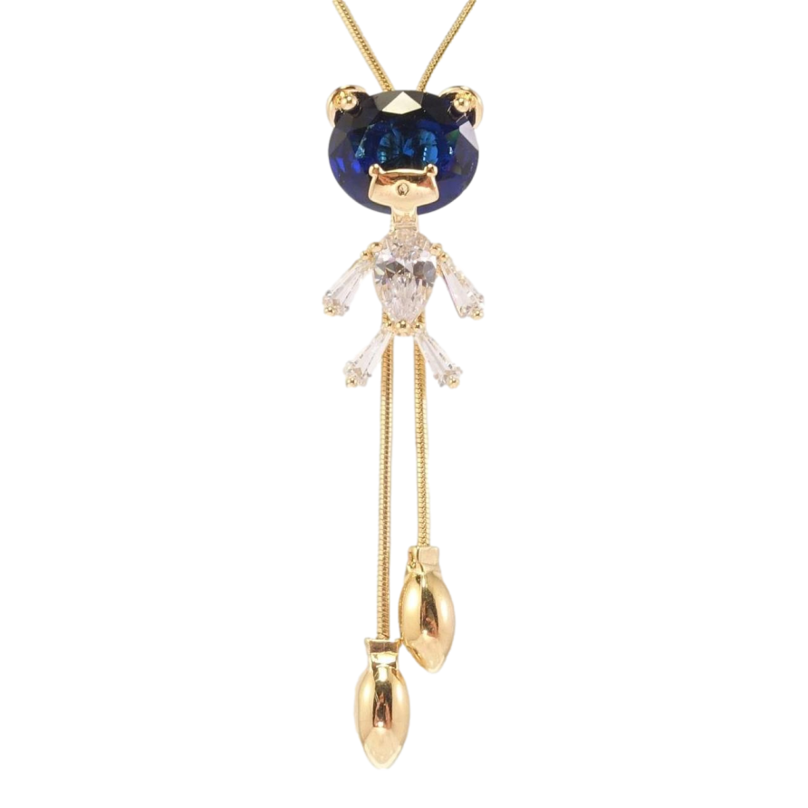 Бігунок на ланцюжку Xuping Позолота 18К Ведмедик з синьо-білими кристалами довжина 49-52см х 1мм фото №1 Бігунок на ланцюжку Xuping Позолота 18К Ведмедик з синьо-білими кристалами довжина 49-52см х 1мм фото №1