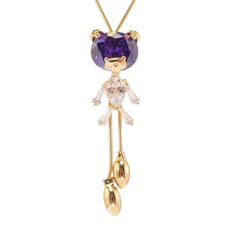 Бігунок на ланцюжку Xuping Позолота 18К Ведмедик з бузково-білими кристалами довжина 49,5-53см х 1мм фото №8 Бігунок на ланцюжку Xuping Позолота 18К Ведмедик з бузково-білими кристалами довжина 49,5-53см х 1мм фото №8