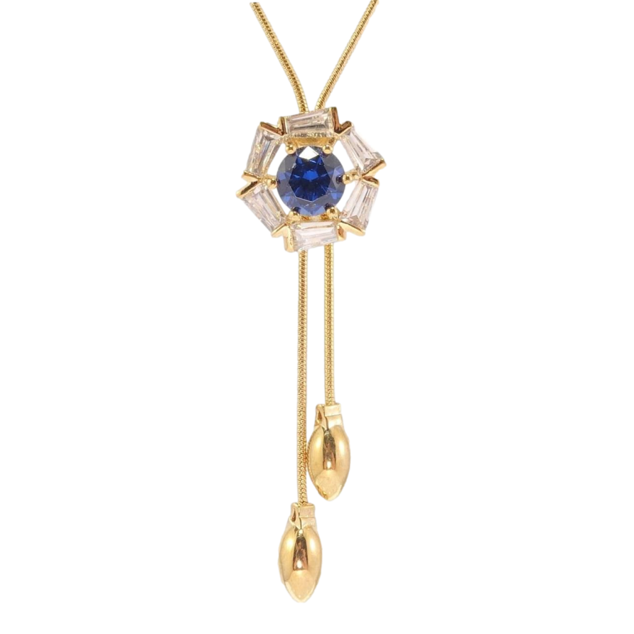 Бігунок на ланцюжку Xuping Позолота 18K Декоративна квіточка з синім фіанітом довжина 51-54см х 1мм фото №1 Бігунок на ланцюжку Xuping Позолота 18K Декоративна квіточка з синім фіанітом довжина 51-54см х 1мм фото №1