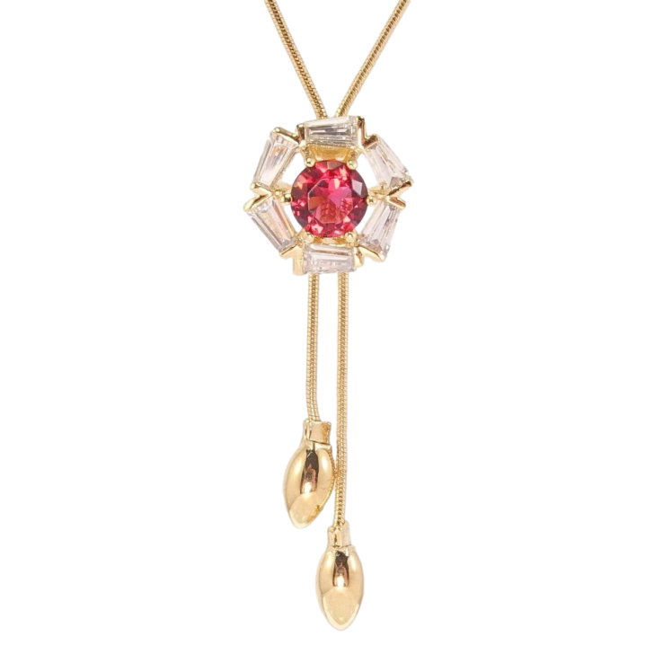 Бігунок на ланцюжку Xuping Позолота 18K Декоративна квіточка з малиновим фіанітом довжина 51-54,5см х 1мм фото №22 Бігунок на ланцюжку Xuping Позолота 18K Декоративна квіточка з малиновим фіанітом довжина 51-54,5см х 1мм фото №22