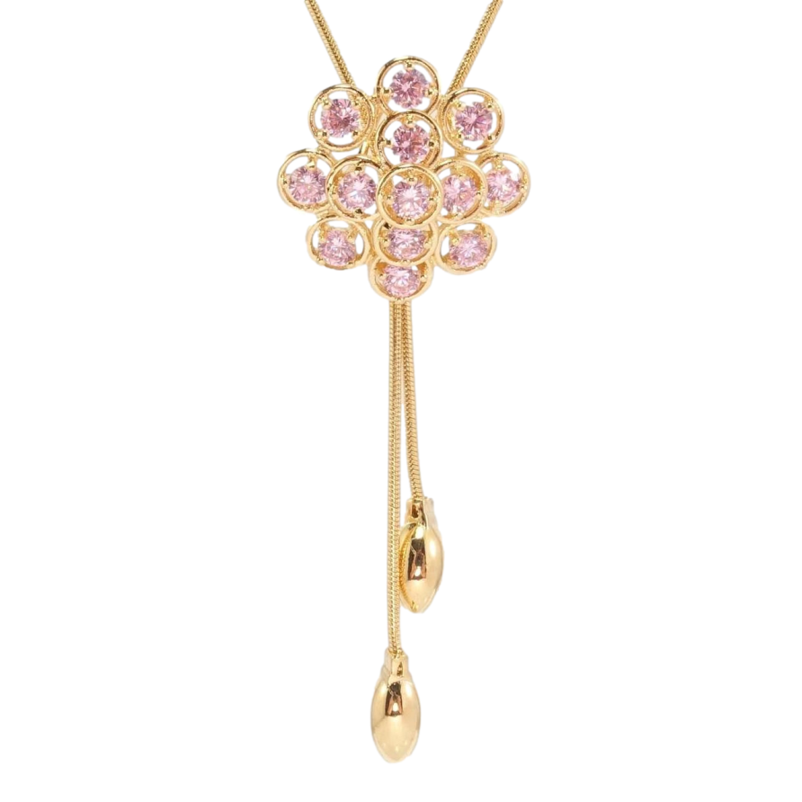 Бігунок на ланцюжку Xuping Позолота 18K Квітка з рожевими кристалами довжина 52-55см х 1мм фото №1 Бігунок на ланцюжку Xuping Позолота 18K Квітка з рожевими кристалами довжина 52-55см х 1мм фото №1