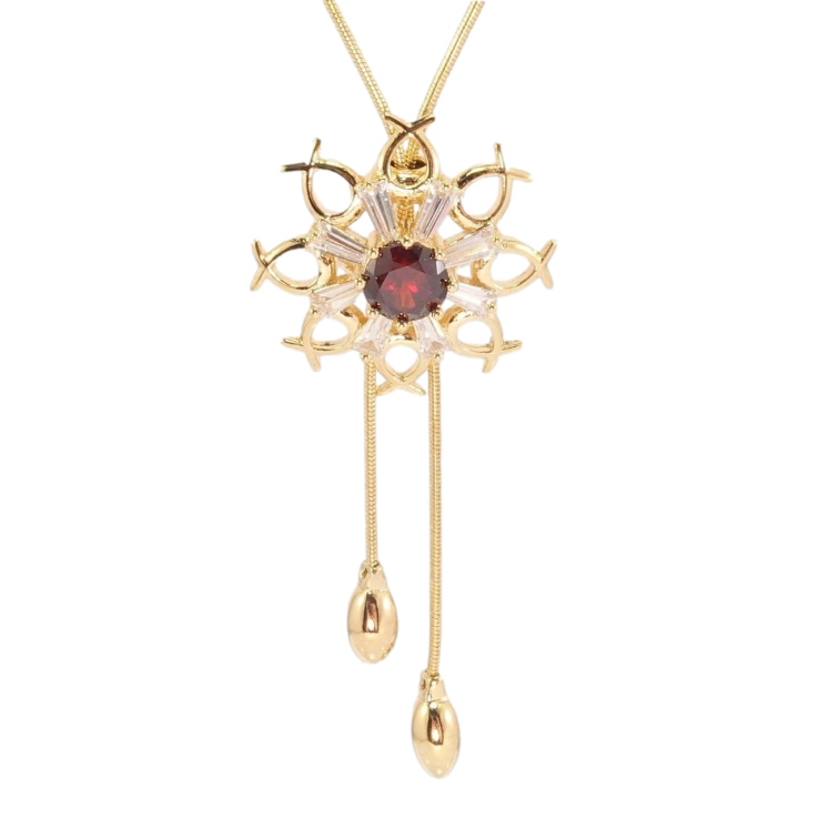 Бігунок на ланцюжку Xuping Позолота 18K Сніжинка з червоним кристалом довжина 51-54см х 1мм фото №12 Бігунок на ланцюжку Xuping Позолота 18K Сніжинка з червоним кристалом довжина 51-54см х 1мм фото №12