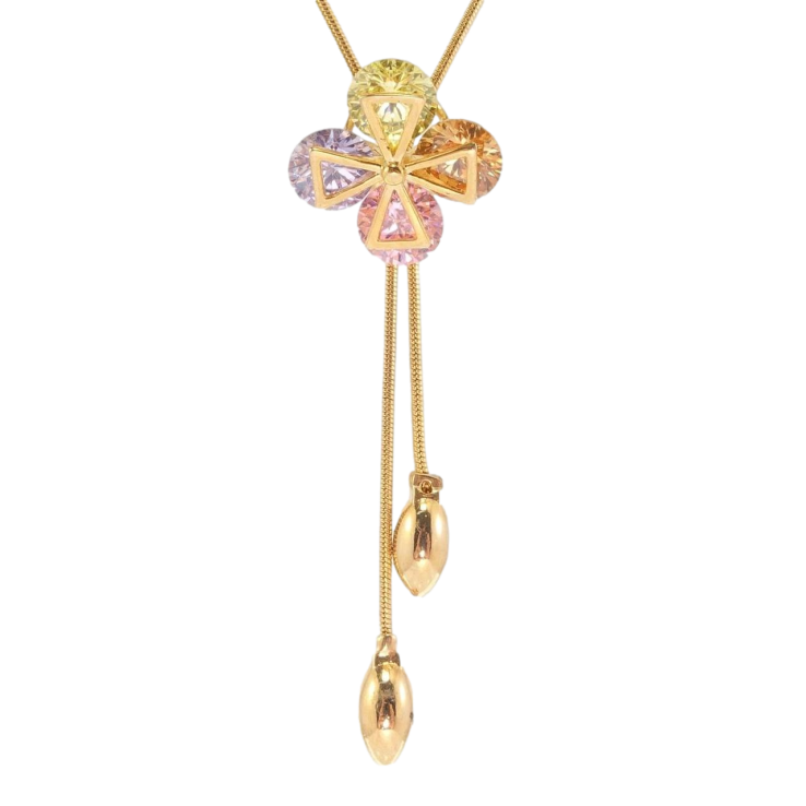 Бігунок на ланцюжку Xuping Позолота 18K Чотирилист з кольорових кристалів довжина 52-55см х 1мм фото №9 Бігунок на ланцюжку Xuping Позолота 18K Чотирилист з кольорових кристалів довжина 52-55см х 1мм фото №9