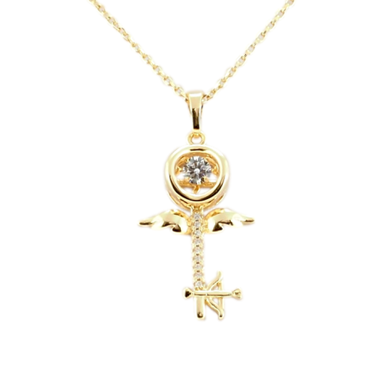 Кулон на ланцюжку Xuping Позолота 18K Крилатий ключ з кришталем, що танцює довжина 41см х 1мм фото №1