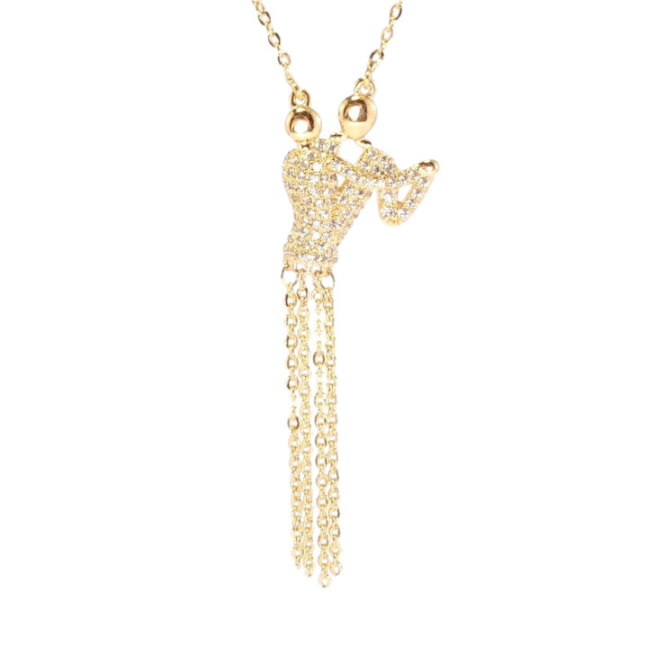 Підвіска на ланцюжку Xuping Позолота 18K Танцююча пара з інкрустацією цирконієм довжина 44см х 1мм фото №14