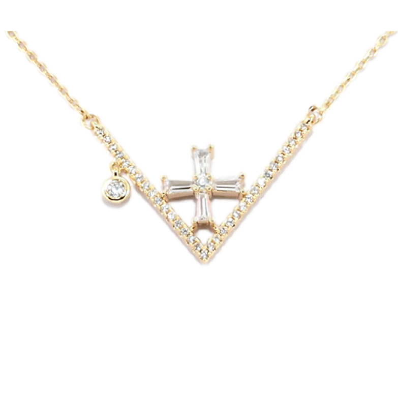 Підвіска на ланцюжку Xuping Позолота 18K Куточок з хрестиком з цирконію довжина 43-46,5см х 1мм фото №4