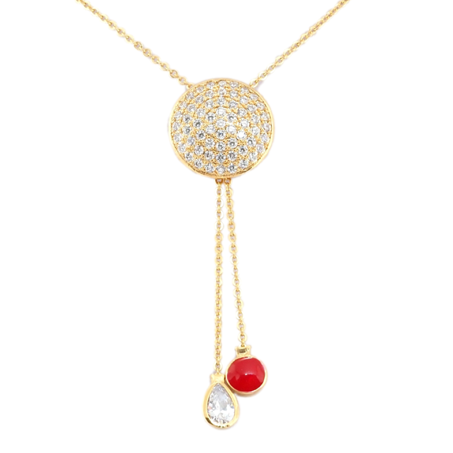 Підвіска на ланцюжку Xuping Позолота 18K Коло інкрустація цирконієм, ø 19мм довжина 49см х 1мм фото №1